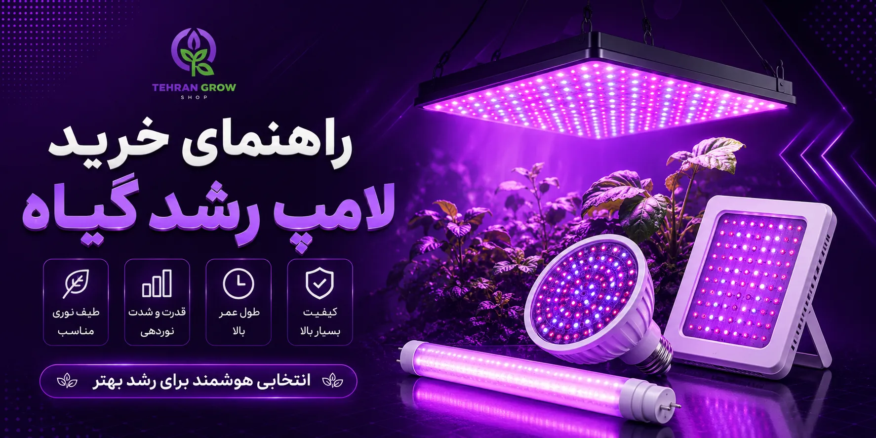 بنر راهنمای جامع خرید لامپ رشد گیاه تهران گرولایت