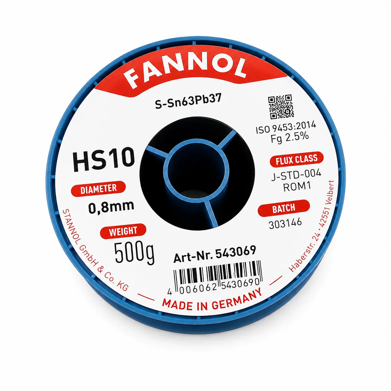 سیم لحیم قطر 0.8 میلی متر استانول آلمان وزن 500 گرم
