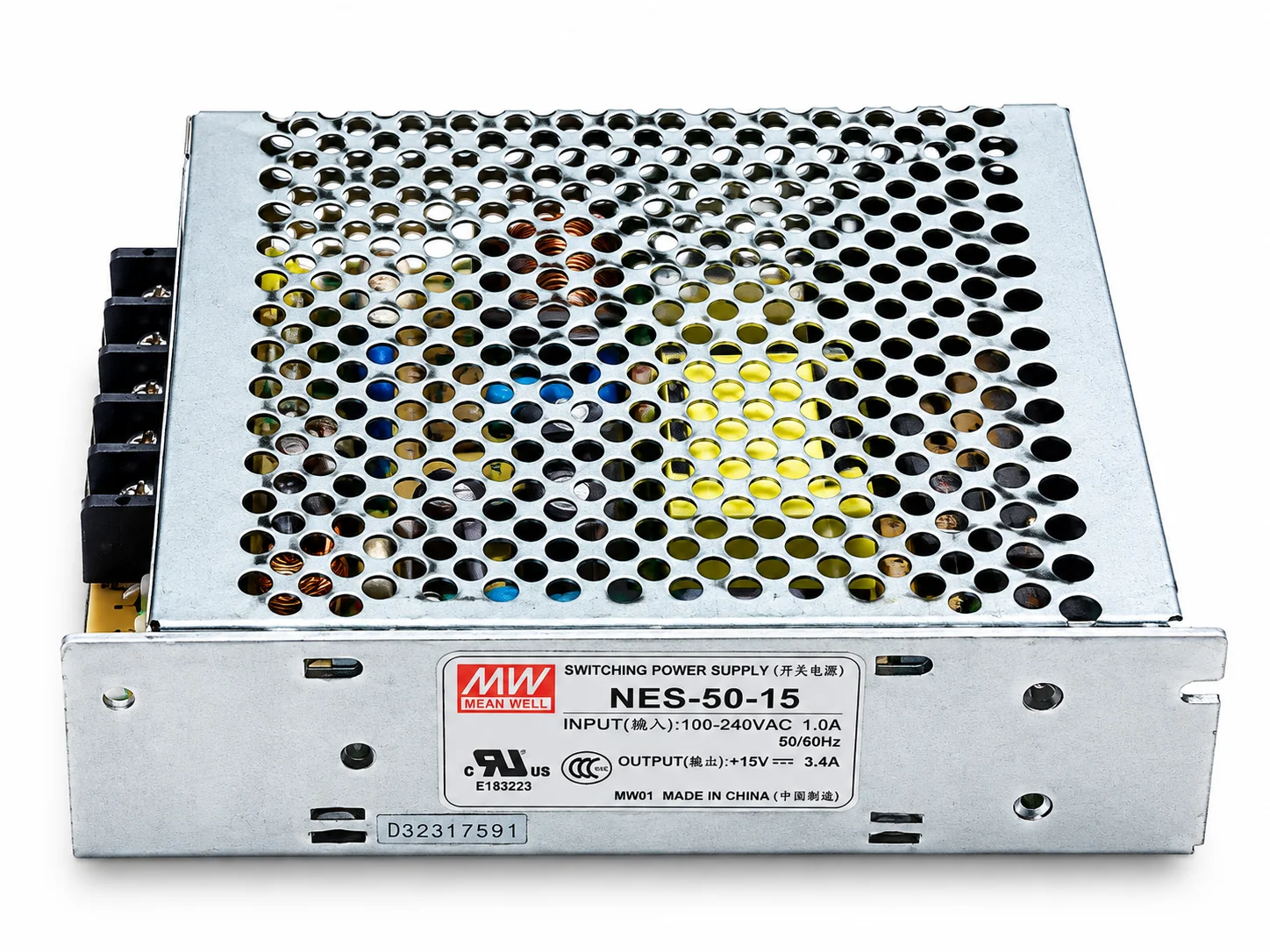 منبع تغذیه سوئیچینگ 15 ولت 3.4 آمپر مین ول MEAN WELL مدل NES-50-15