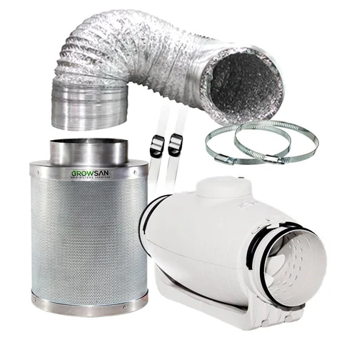 پکیج فیلتر کربن گروسان مناسب محیط 895 متر مکعب | 895m3 Growsan Carbon Filter Silent Fan Set