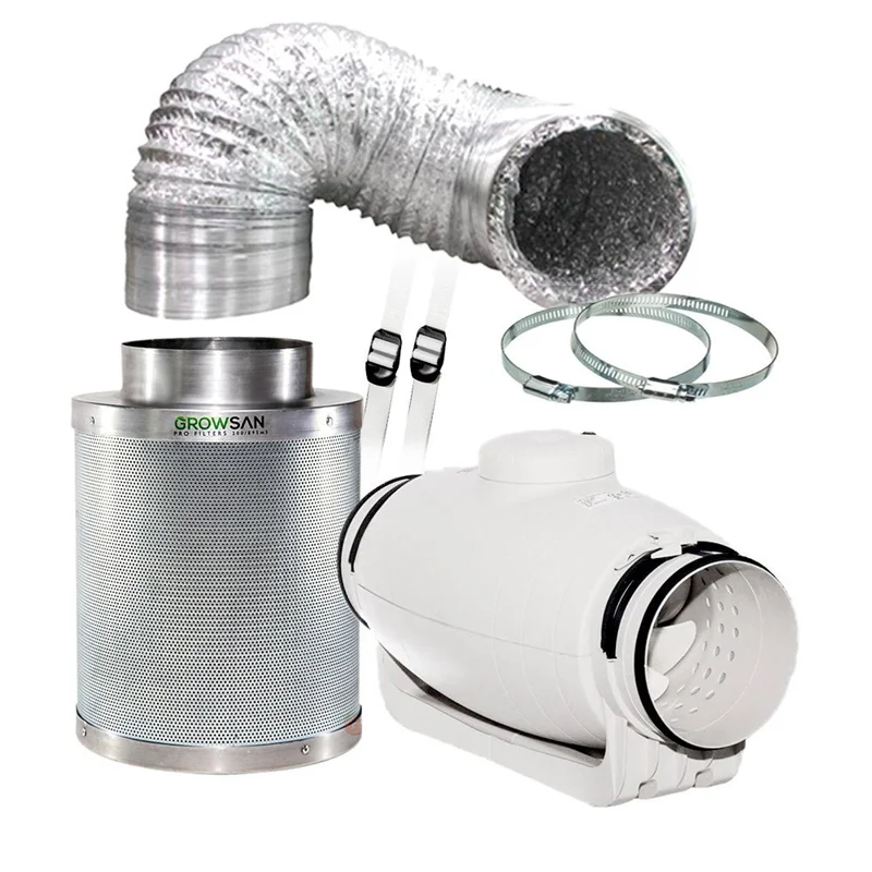 پکیج فیلتر کربن گروسان مناسب محیط 895 متر مکعب | 895m3 Growsan Carbon Filter Silent Fan Set