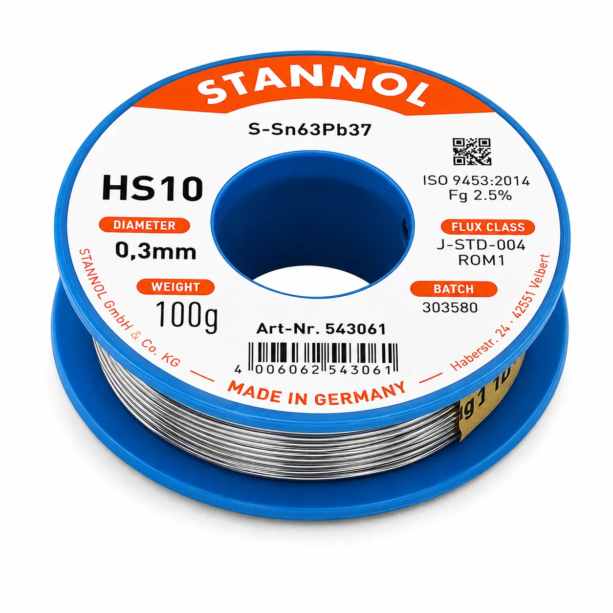 سیم لحیم قطر 0.3 میلی متر استانول آلمان وزن 100 گرم