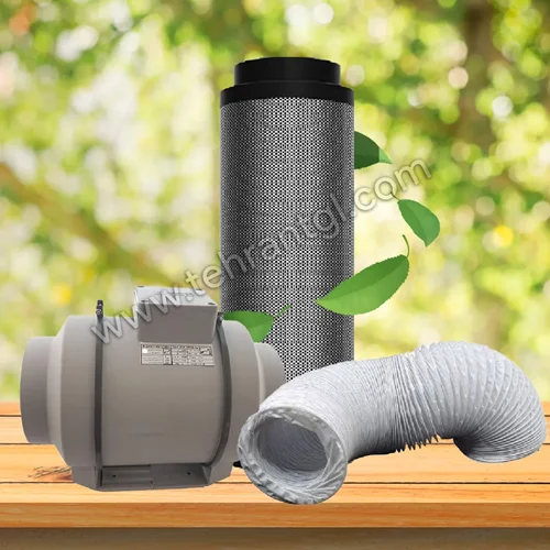 پکیج فیلتر کربن 100 سانتی دهانه 20 بلک اوپس به همراه فن بین کانالی دمنده VLN-20C2S