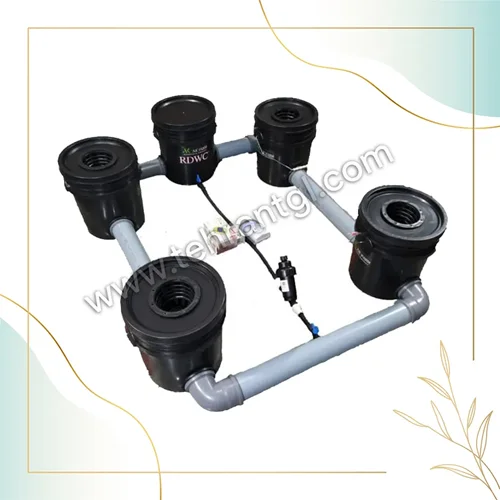 سیستم هیدروپونیک RDWC (گردش آب) استاندارد 4 سطله لوله 90 میلی متر