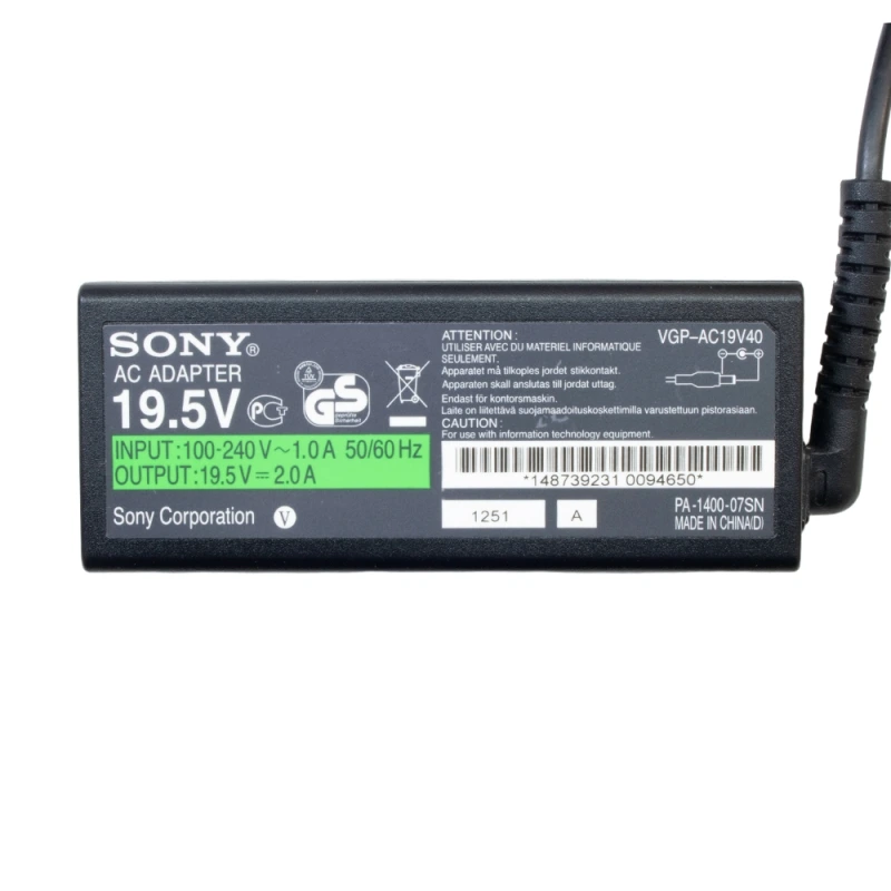 شارژر لپ تاپ 19.5 ولت 2 آمپر سونی SONY