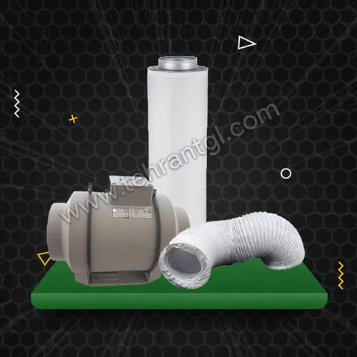 پکیج فیلتر کربن 80 سانتی دهانه 15 جاکوب به همراه فن بین کانالی دمنده VLN-15C2S-HP (پر قدرت)