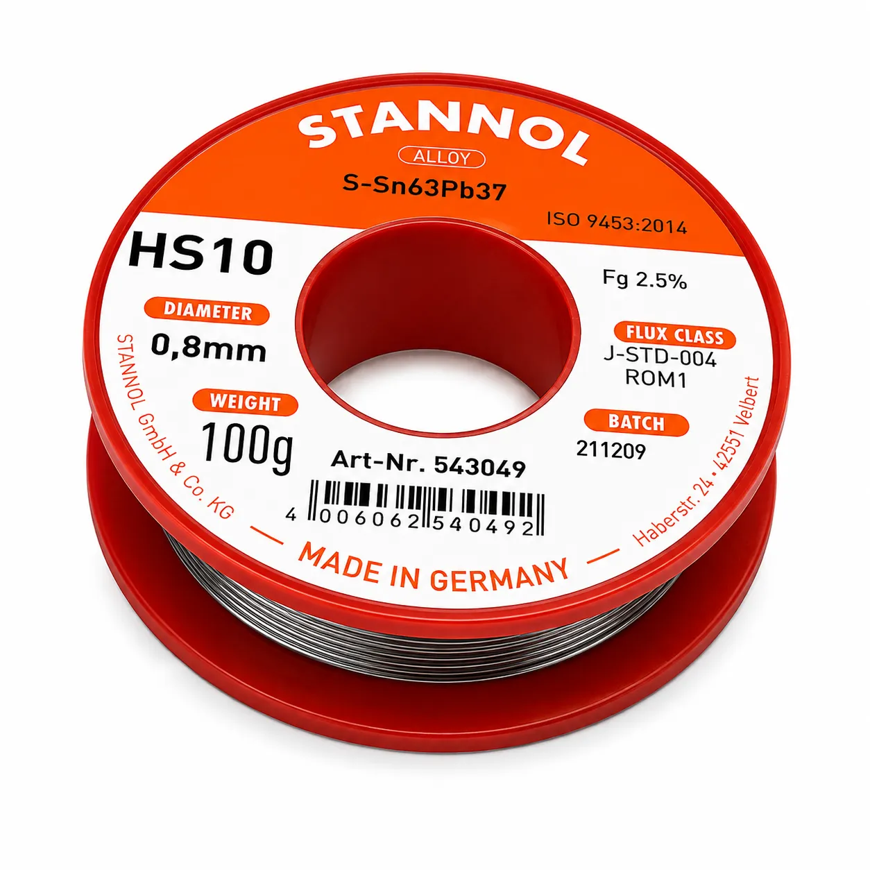 سیم لحیم قطر 0.8 میلی متر استانول آلمان وزن 100 گرم