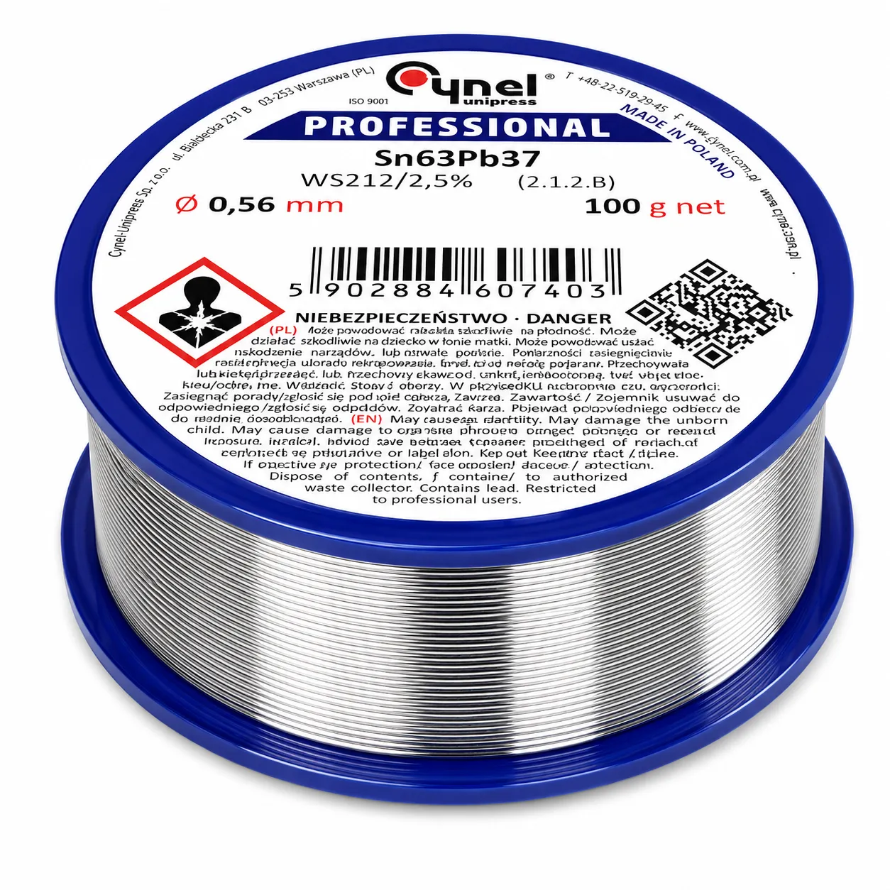 سیم لحیم ساینل CYNEL لهستان قطر 0.8 میلی متر وزن 250 گرم