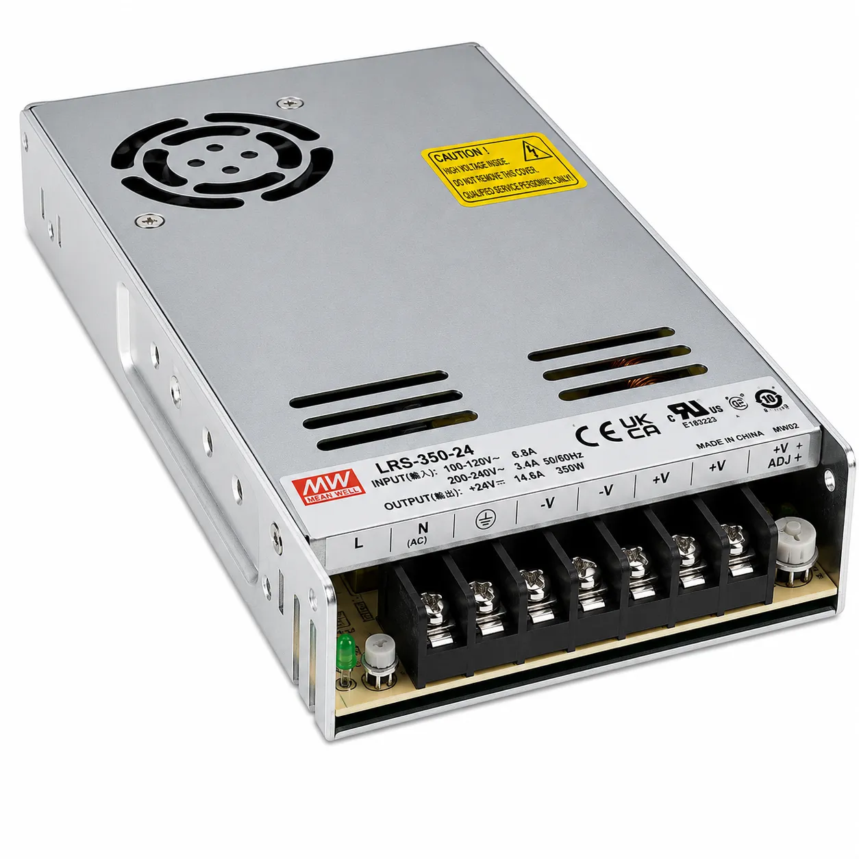 منبع تغذیه سوئیچینگ 348 وات 23.2 آمپر MEAN WELL مدل LRS-350-15
