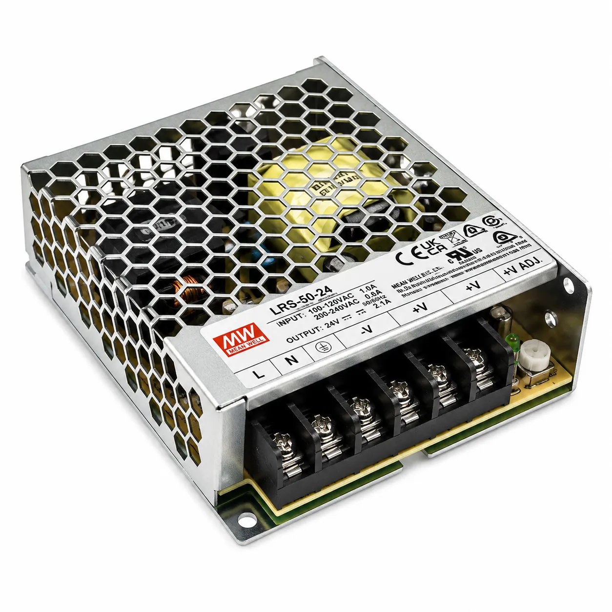 منبع تغذیه سوئیچینگ 50 وات 2.2 آمپر MEAN WELL مدل LRS-50-24
