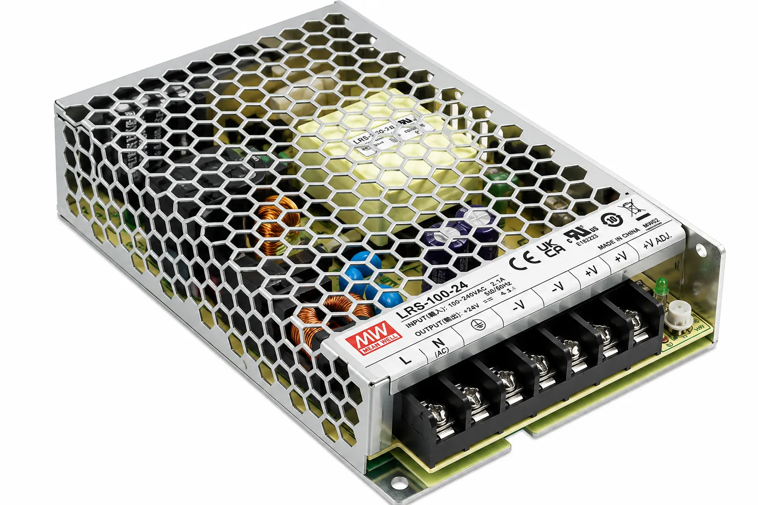 منبع تغذیه سوئیچینگ 100 وات 7 آمپر MEAN WELL مدل LRS-100-15